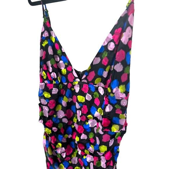 NBD Revolve Dress XL Josefien Ruched Multi Color Dot Print Midi Black Sleeveless - Picture 5 of 11